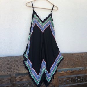 Meraki black handkerchief dress w/colorful pattern